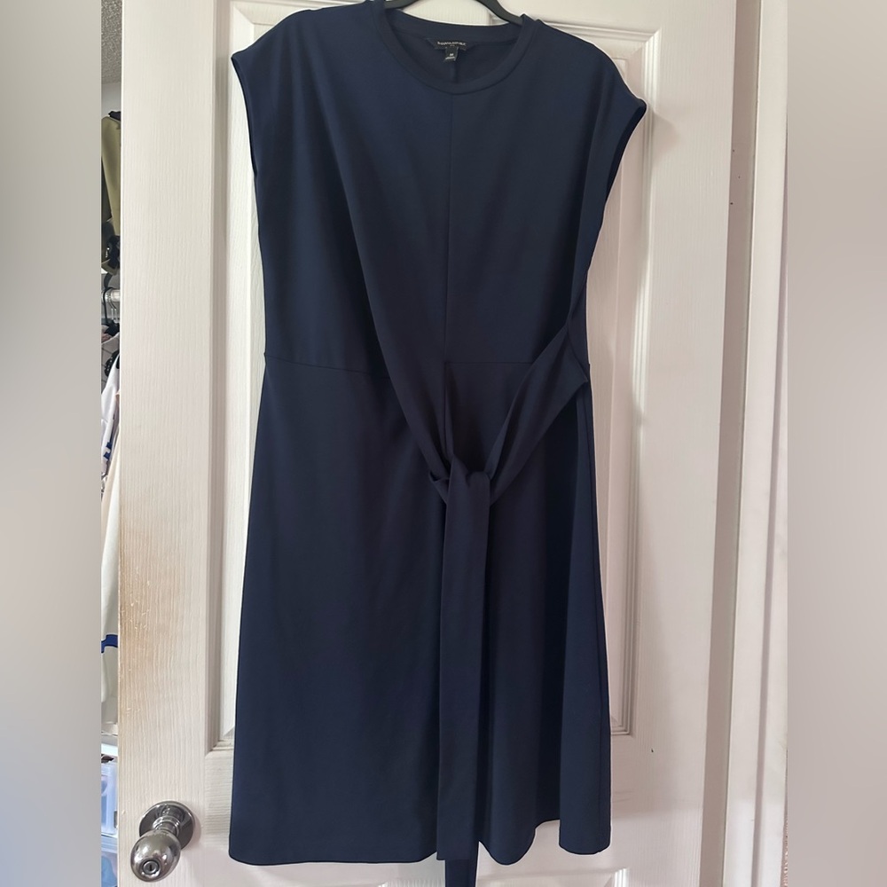 Banana Republic Blue Sheath Midi Dress with Dolman Cap Sleeves